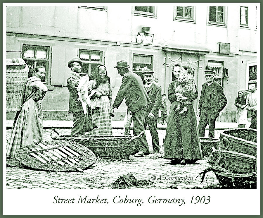 Street Market, Coburg, Germany, 1903, Vintage Photograph #4 Photograph by A Macarthur Gurmankin