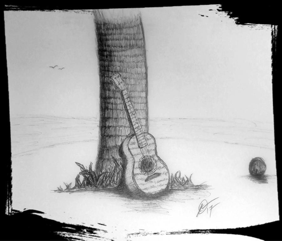 4 String Paradise Drawing by Damian Orchard
