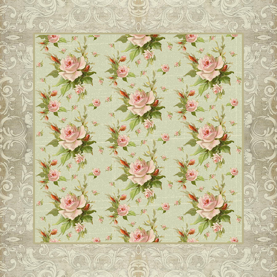 Vintage Painting - Summer at Cape May - Aged Modern Roses Pattern #4 by Audrey Jeanne Roberts