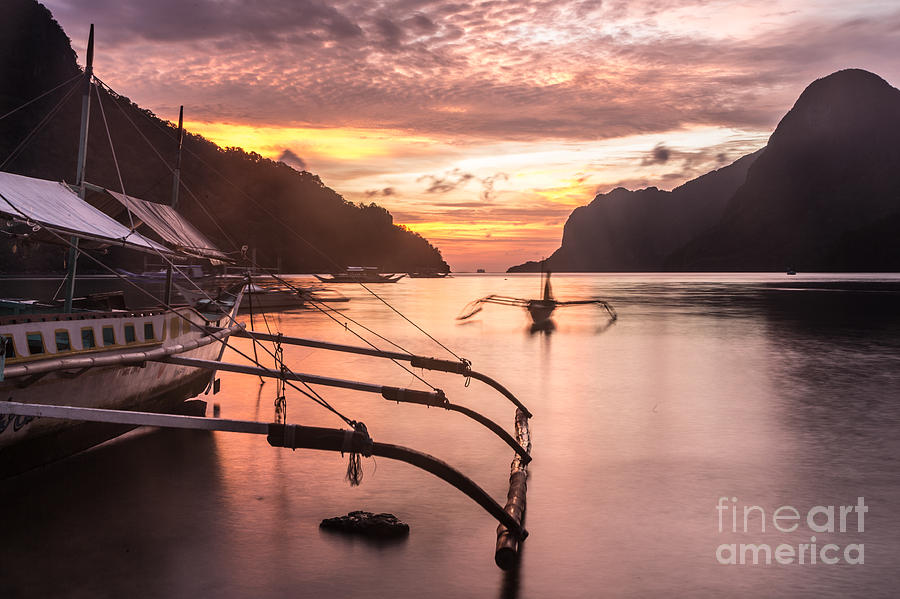 Sunset over El Nido bay in Palawan, Philippines #4 Photograph by Didier Marti