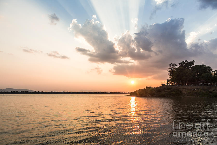 Sunset over the Mekong river #4 Photograph by Didier Marti