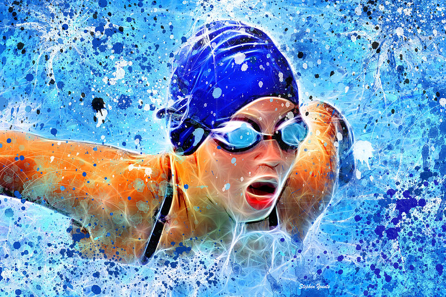 Swimmer #4 Digital Art by Stephen Younts