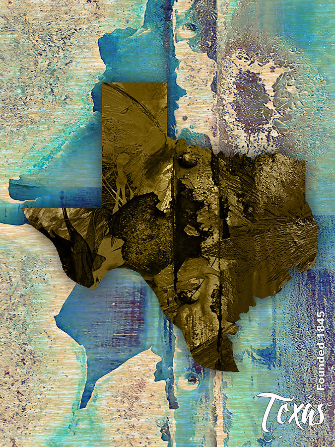Texas State Map Collection #4 Mixed Media by Marvin Blaine