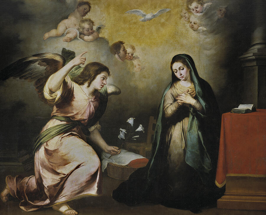 The Annunciation, from circa 1650 Painting by Bartolome Esteban Murillo