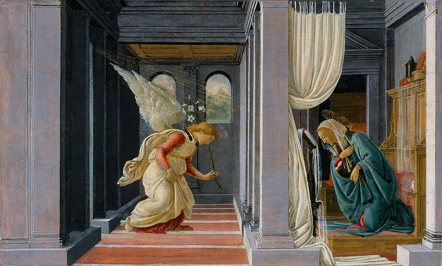 Sandro Botticelli Painting - The Annunciation, from circa 1485 by Sandro Botticelli