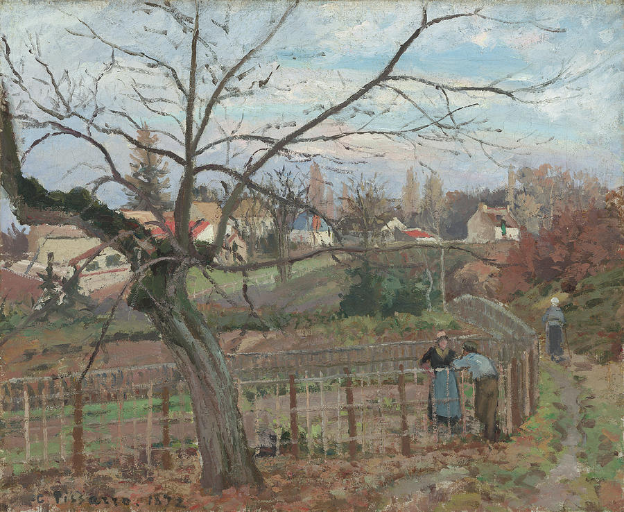 The Fence #4 Painting by Camille Pissarro