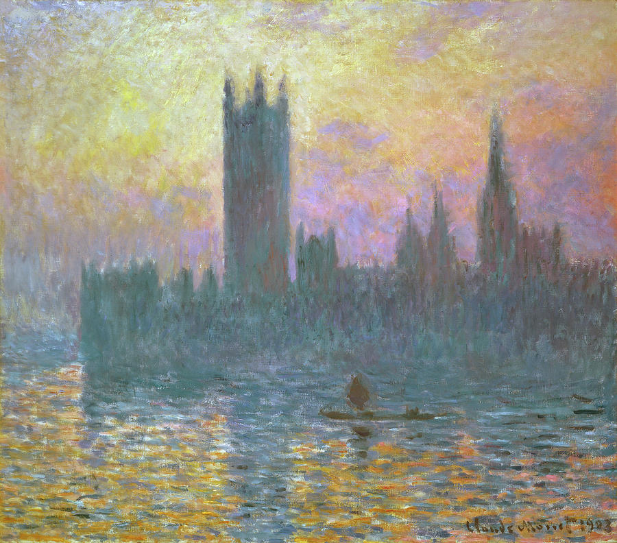 The Houses of Parliament, Sunset #4 Painting by Claude Monet