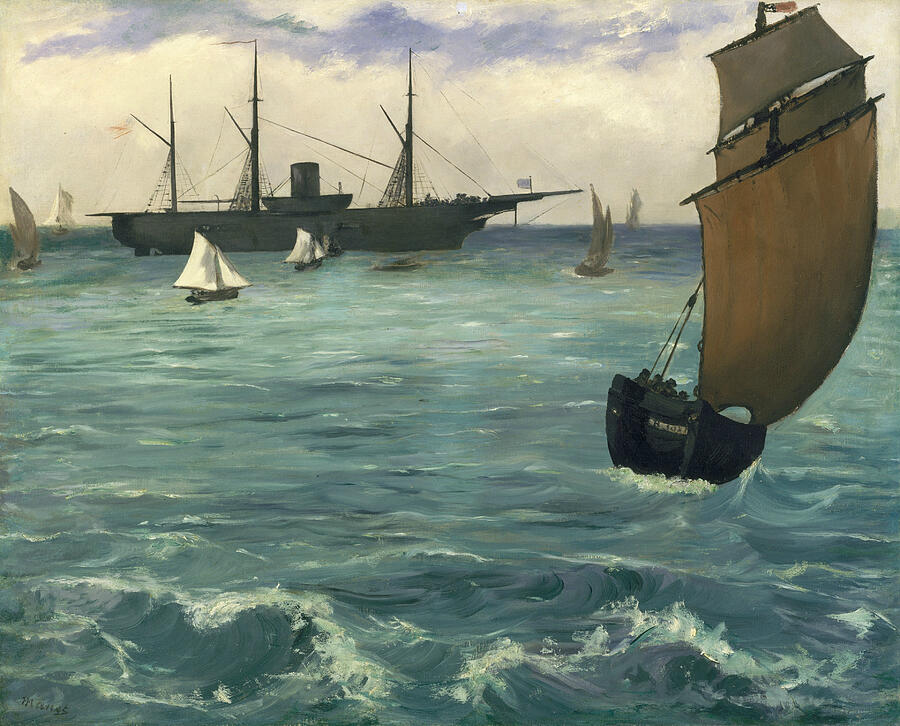The Kearsarge at Boulogne, from 1864 Painting by Edouard Manet