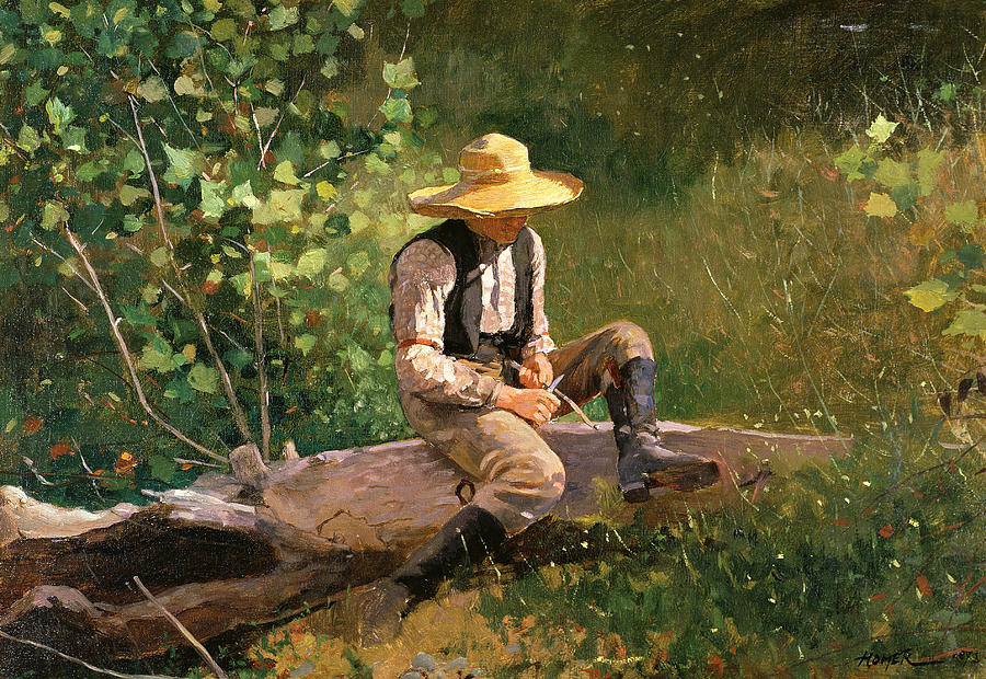 The whittling boy Painting by Winslow Homer