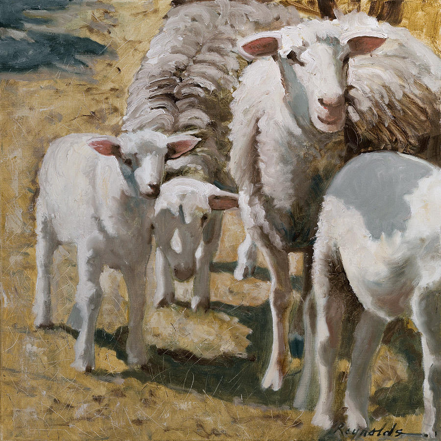 Sheep Painting - The Whole Family Is Here #4 by John Reynolds