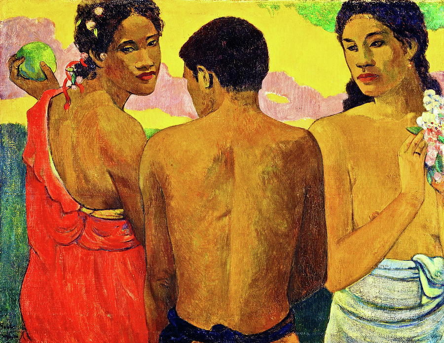 Three Tahitians #1 Painting by Paul Gauguin
