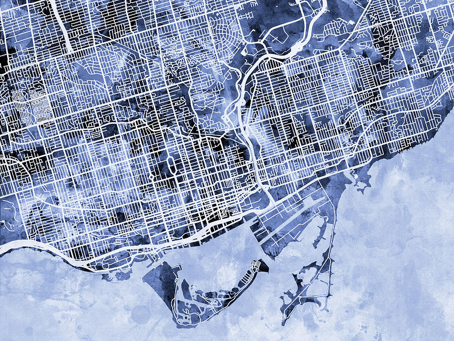 Toronto Street Map #4 Digital Art by Michael Tompsett