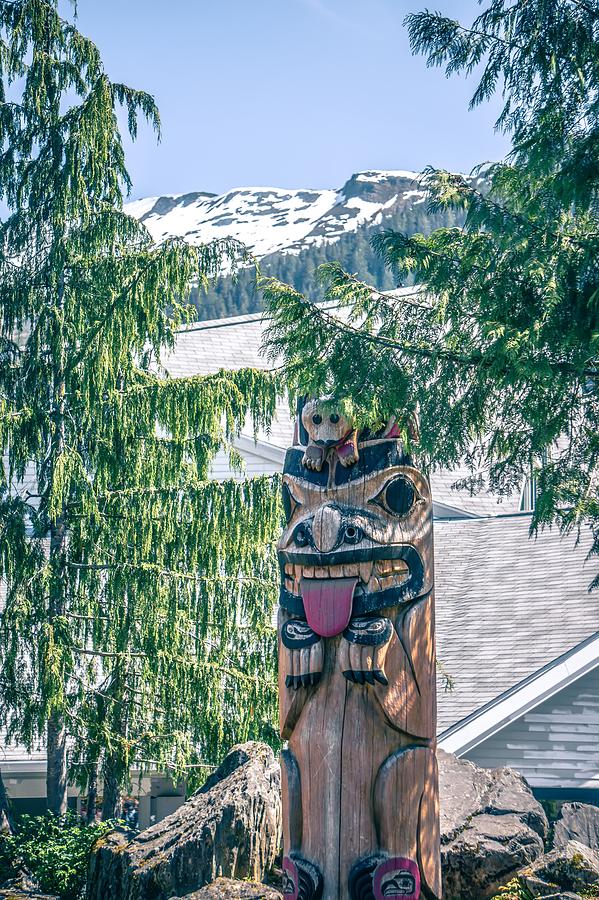Totems Art And Carvings At Saxman Village In Ketchikan Alaska #4 Photograph by Alex Grichenko