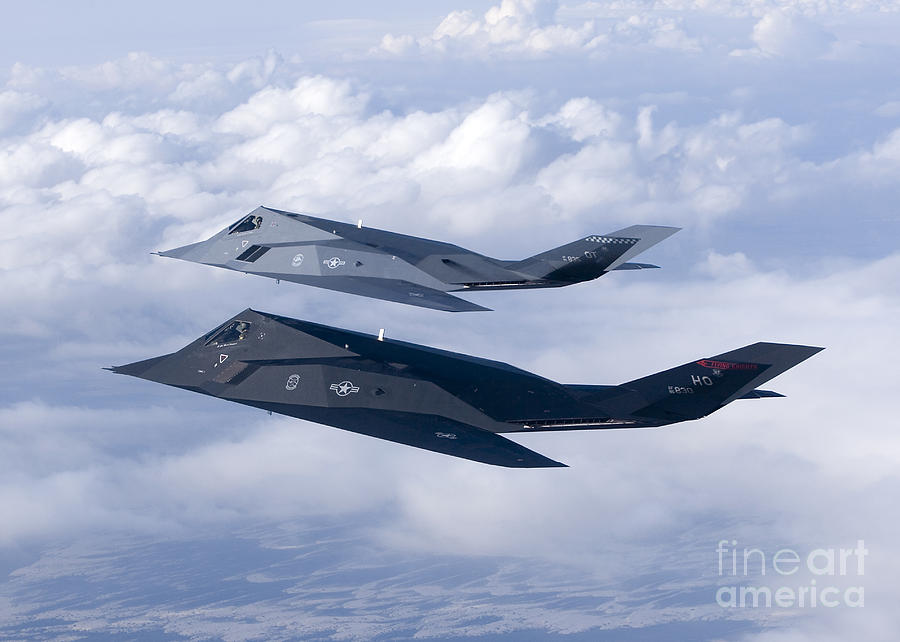 Transportation Photograph - Two F-117 Nighthawk Stealth Fighters #4 by HIGH-G Productions