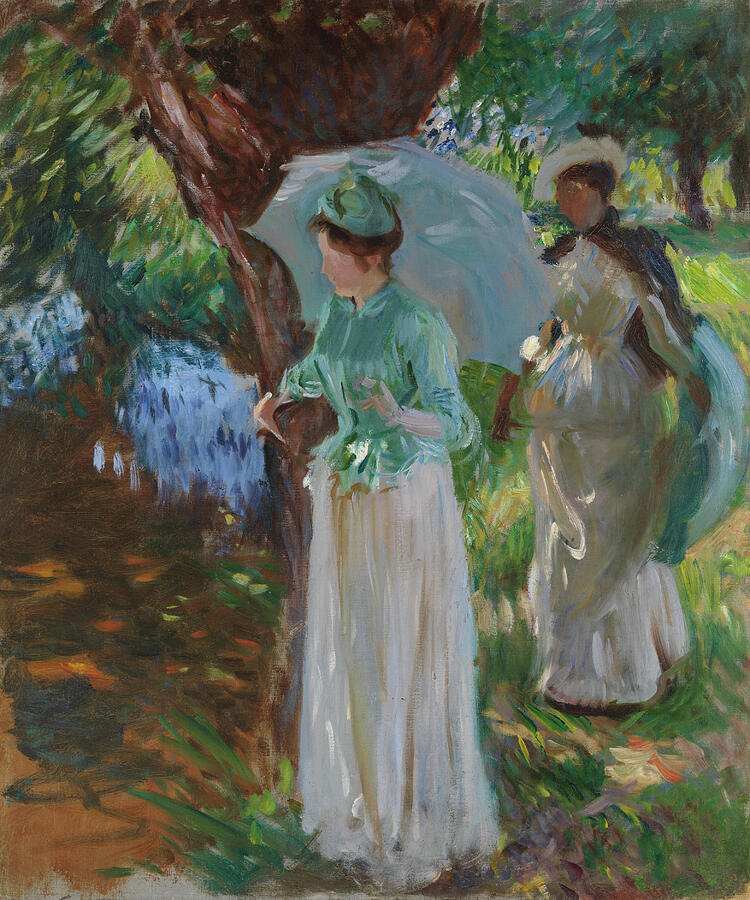 Two Girls with Parasols #3 Painting by John Singer Sargent