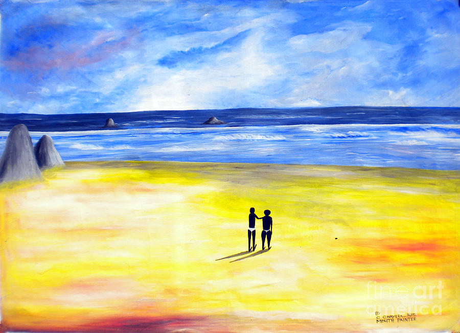 African Painting - A Man And A Lady by Chrisfold Chayera African Painting - A Man And A Lady by Chrisfold Chayera