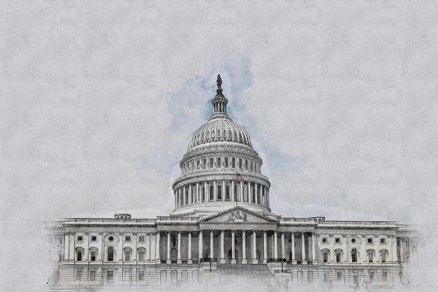 US Capitol Washington DC Digital Art by Carlos Cano - Fine Art America