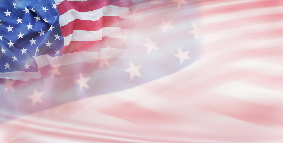 USA flags 2 Digital Art by Les Cunliffe