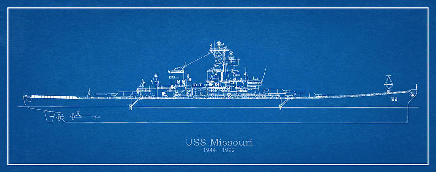Vintage Drawing - USS Missouri #4 by SP JE Art