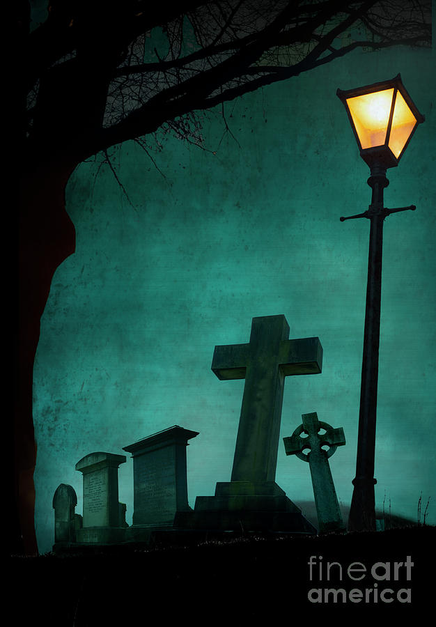 Creepy Graveyard At Night Photograph by Lee Avison