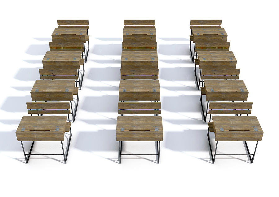 Vintage Wooden School Desk Digital Art By Allan Swart