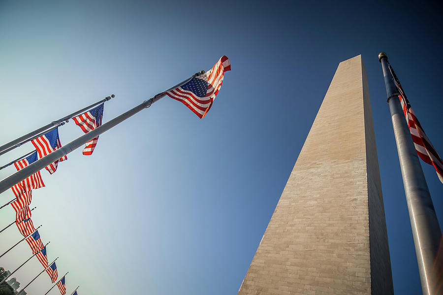 Washington Dc Memorial Tower Monument At Sunset  #4 Photograph by Alex Grichenko