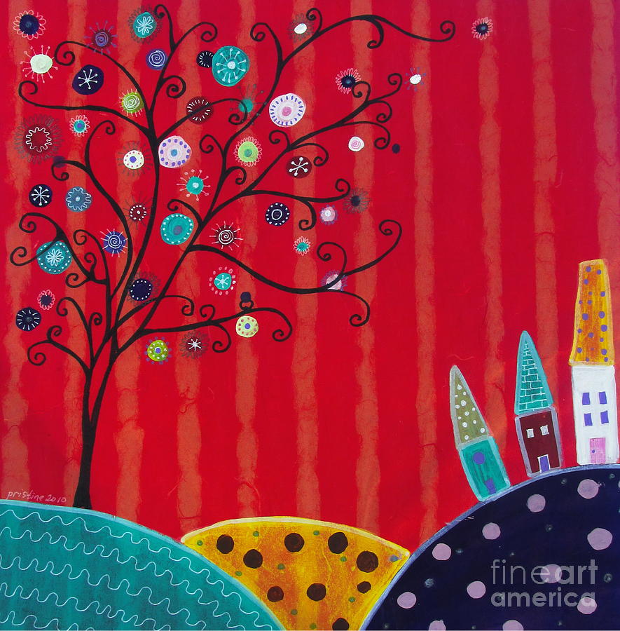 Flower Painting - Whimsical Town #4 by Pristine Cartera Turkus