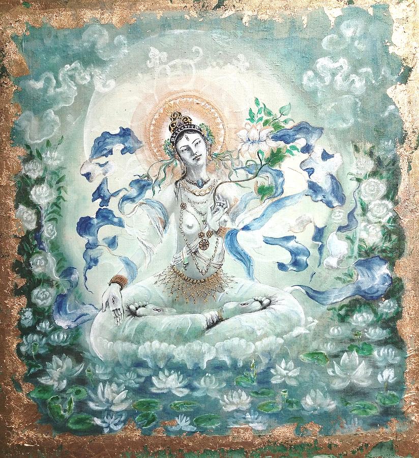 Fantasy Painting - White Tara #4 by Silk Alchemy