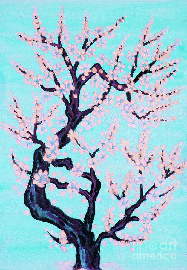 White tree in blossom, painting #4 Painting by Irina Afonskaya