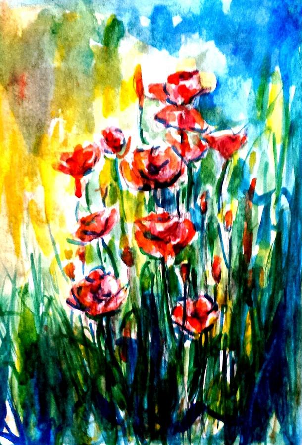 Wild poppies #4 Painting by Hae Kim