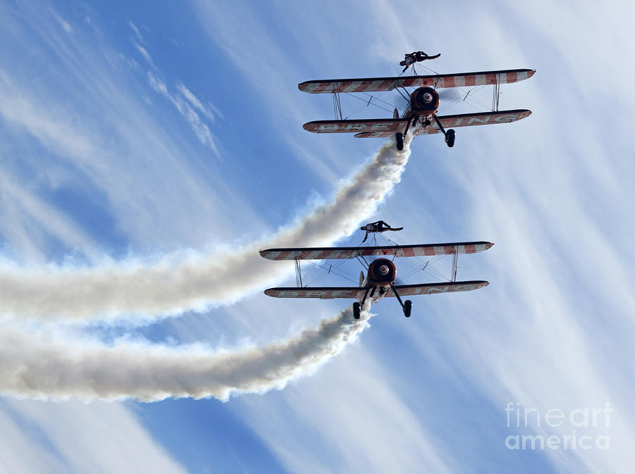 Airplane Photograph - Wingwalkers #4 by Ang El