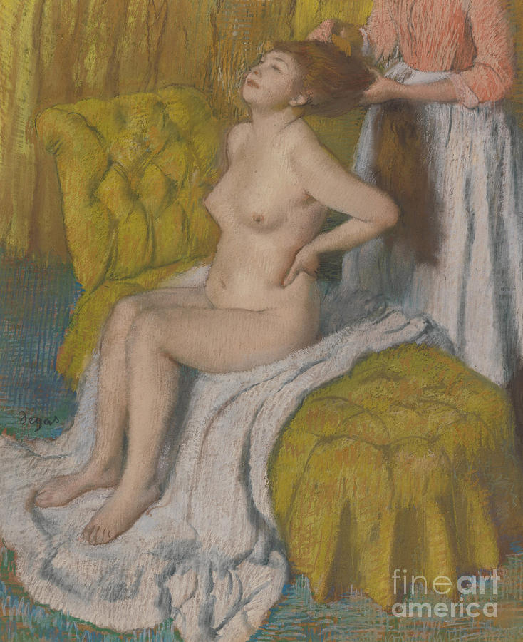 Woman Having Her Hair Combed Pastel by Edgar Degas