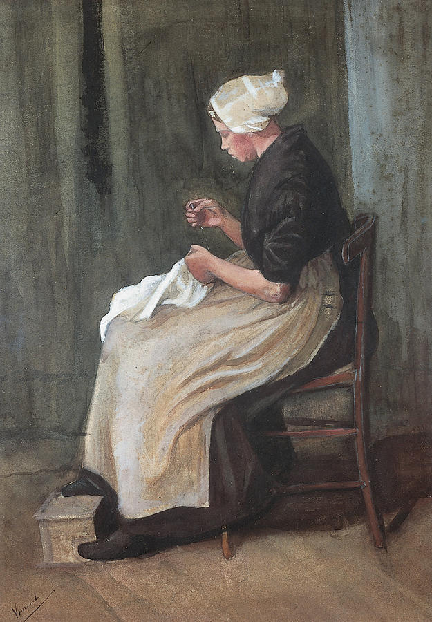 Woman Sewing   #4 Painting by Vincent Van Gogh