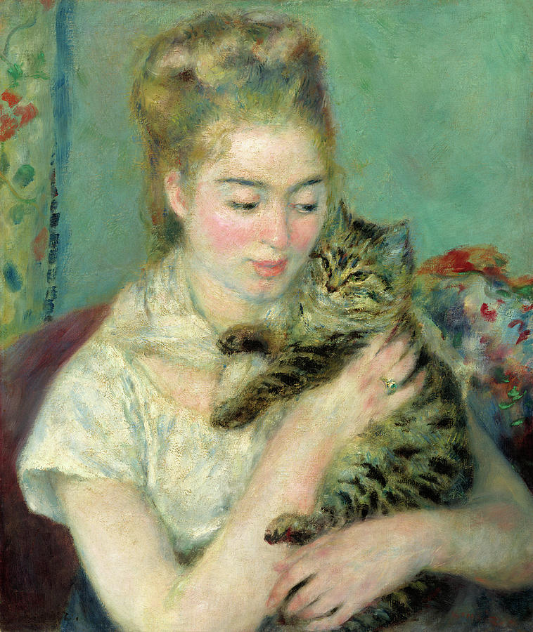 Woman with a Cat #4 Painting by Auguste Renoir