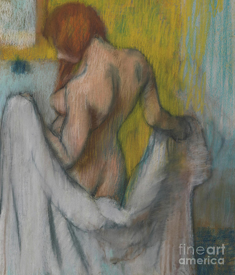 Woman with a Towel Pastel by Edgar Degas