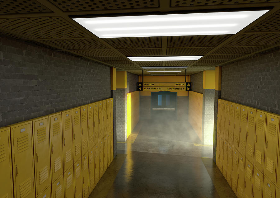 Locker Digital Art - Yellow School Lockers Dirty by Allan Swart Locker Digital Art - Yellow School Lockers Dirty by Allan Swart