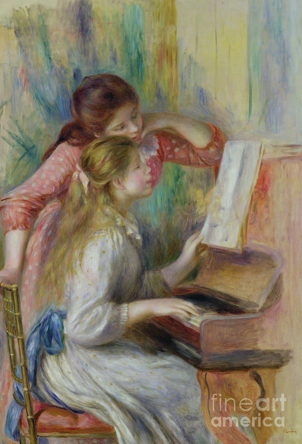 Young Girls at the Piano Painting by Pierre Auguste Renoir