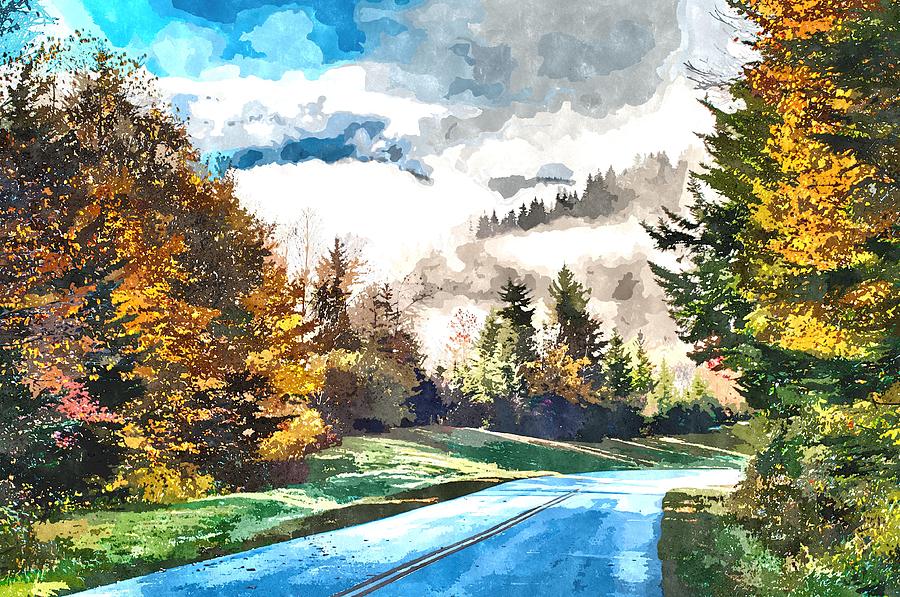 Autumn Drive On Blue Ridge Parkway #40 Painting by Alex Grichenko