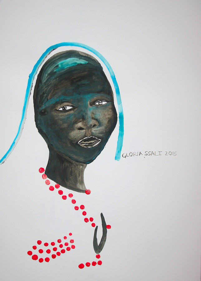 Dinka Bride - South Sudan #40 Painting by Gloria Ssali