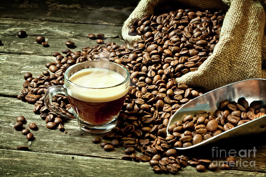 Cup Photograph - Espresso And Coffee Grain #40 by Gualtiero Boffi