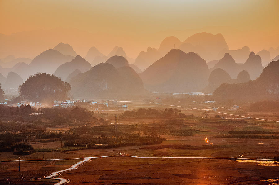 Karst mountains scenery in sunset #40 Photograph by Carl Ning