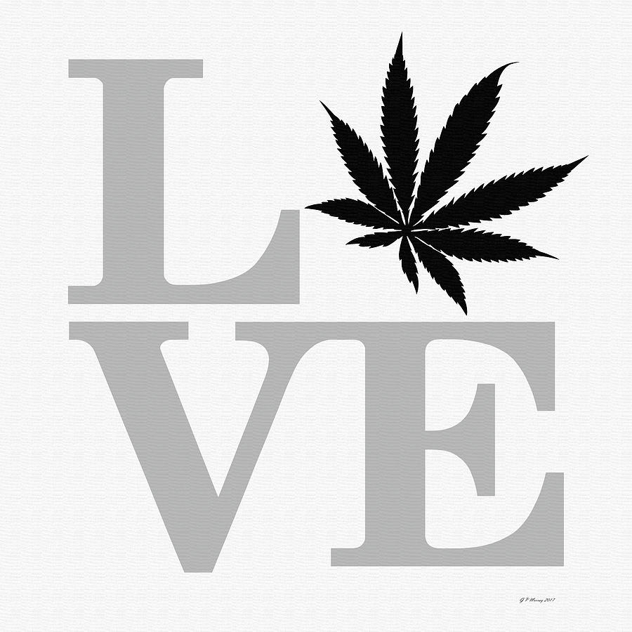 Marijuana Leaf Love Sign #40 Digital Art by Gregory Murray