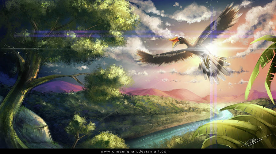 Sunset Digital Art - Bird #41 by Super Lovely