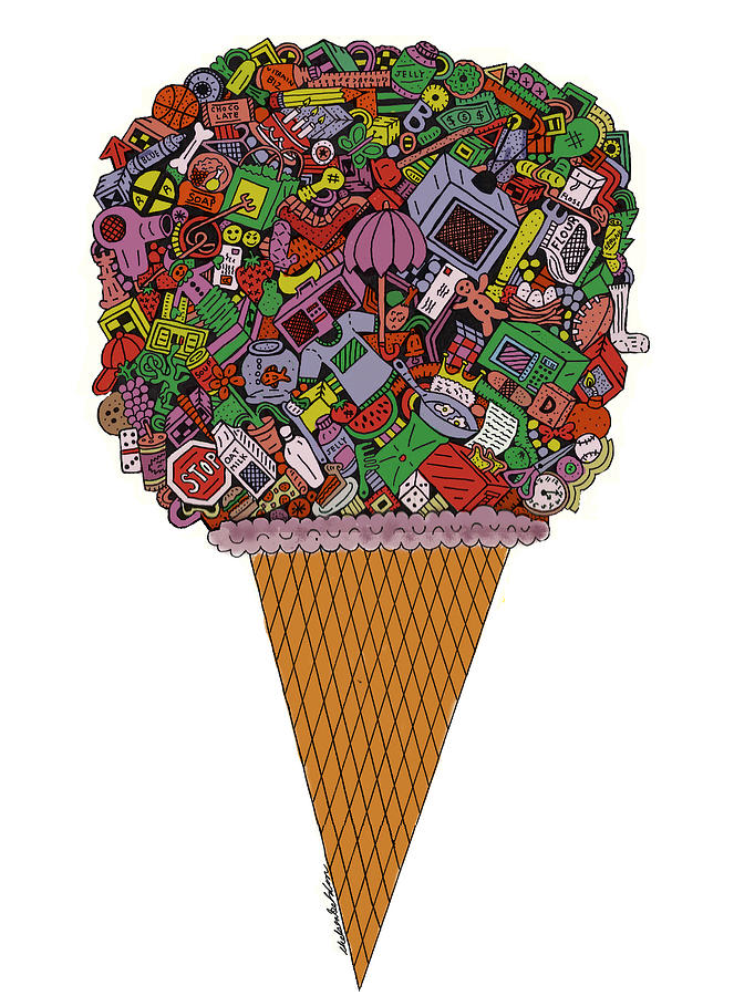 41 Flavors Colored Drawing by Chelsea Geldean