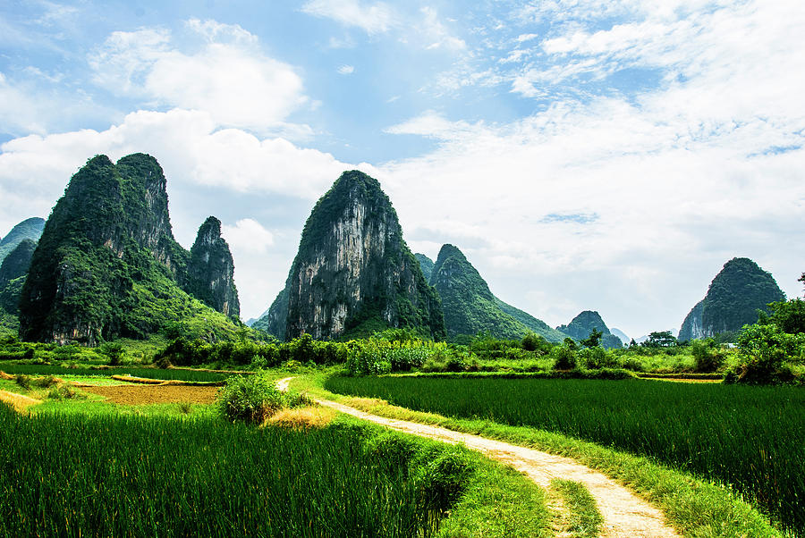 Karst mountains and  rural scenery #41 Photograph by Carl Ning