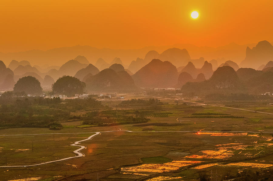 Karst mountains scenery in sunset #41 Photograph by Carl Ning