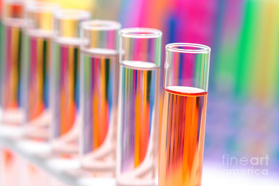 Chemical Photograph - Laboratory Test Tubes in Science Research Lab #42 by Olivier Le Queinec
