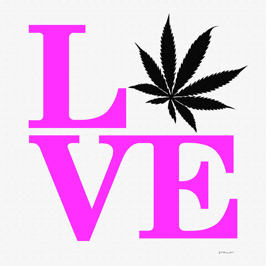 Marijuana Leaf Love Sign #42 Digital Art by Gregory Murray