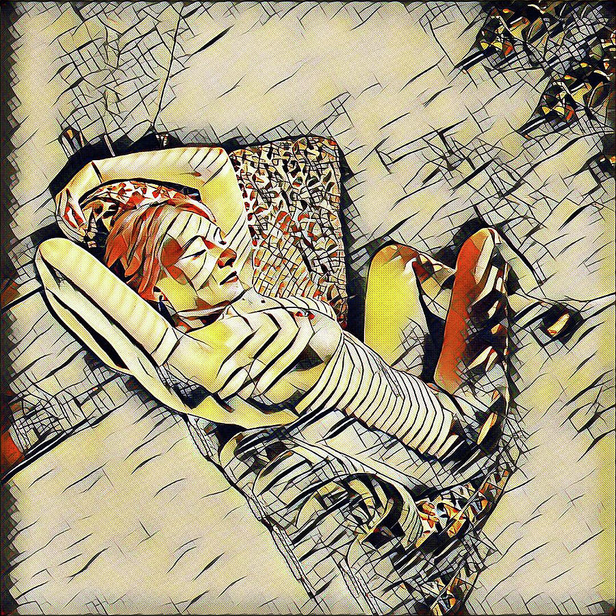4248s-JG Zebra Striped Woman in Armchair by Window Erotica in the Style of Kandinsky Digital Art by Chris Maher