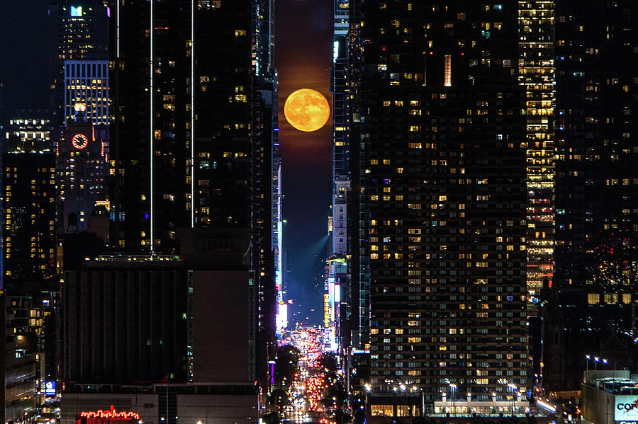 42nd Street Moonrise, NYC Photograph by Bob Cuthbert Fine Art America